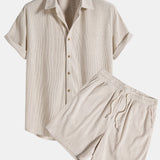 Men's Textured Shirt and Shorts Set