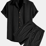Men's Textured Shirt and Shorts Set