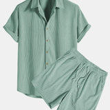 Men's Textured Shirt and Shorts Set