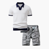 Men's Knit Polo and Cargo Shorts Set
