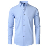 Men's Fitted Long Sleeve Point Collar Shirt
