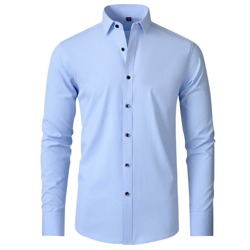 Men's Fitted Long Sleeve Point Collar Shirt