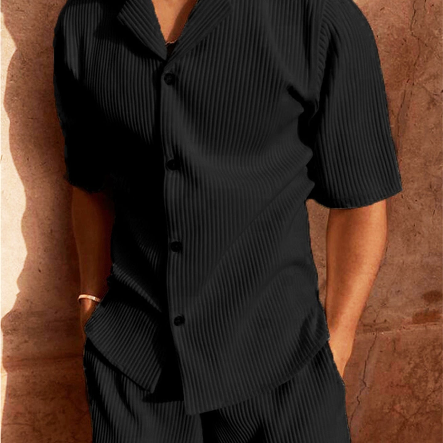 Men's Striped Shirt & Shorts Set