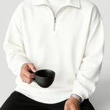 Men's Collared Quarter-Zip Ribbed-Trim Pullover