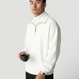 Men's Collared Quarter-Zip Ribbed-Trim Pullover
