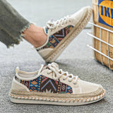 Men's Ethnic Pattern Canvas Casual Sneakers