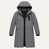 Men's Waterproof Windproof Hooded Long Rain Jacket