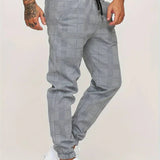 Men's Plaid Drawstring Jogger Pants