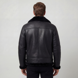 Men's Shearling Collar Leather Jacket