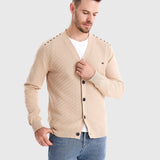 Men's Textured V-Neck Button Cardigan