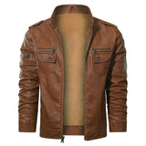 Men's Faux Leather Sherpa Lined Jacket