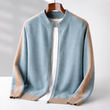 Men's Color Block Zip Knit Cardigan