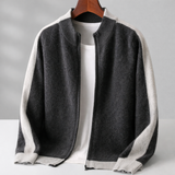 Men's Color Block Zip Knit Cardigan