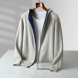 Men's Zip-Up Hooded Knit Cardigan