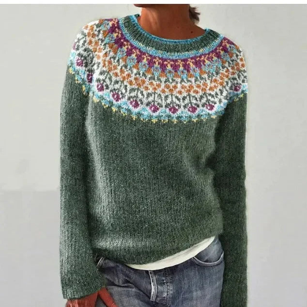 Women's Long Sleeve Fair Isle Knit Sweater