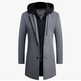 Men's Hooded Long Button Coat