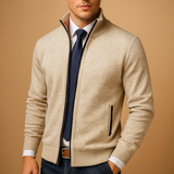 Men's Full-Zip Stand-Collar Textured Knit Sweater