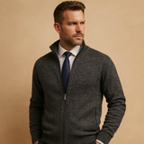 Men's Full-Zip Stand-Collar Textured Knit Sweater