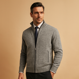 Men's Full-Zip Stand-Collar Textured Knit Sweater