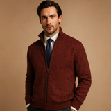 Men's Full-Zip Stand-Collar Textured Knit Sweater