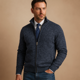 Men's Full-Zip Stand-Collar Textured Knit Sweater