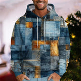 Men's Patchwork Print Hooded Sweatshirt