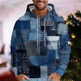Men's Patchwork Print Hooded Sweatshirt