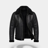 Men's Shearling Collar Leather Jacket