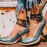 Women's Cut-Out Block Heel Buckle Sandals