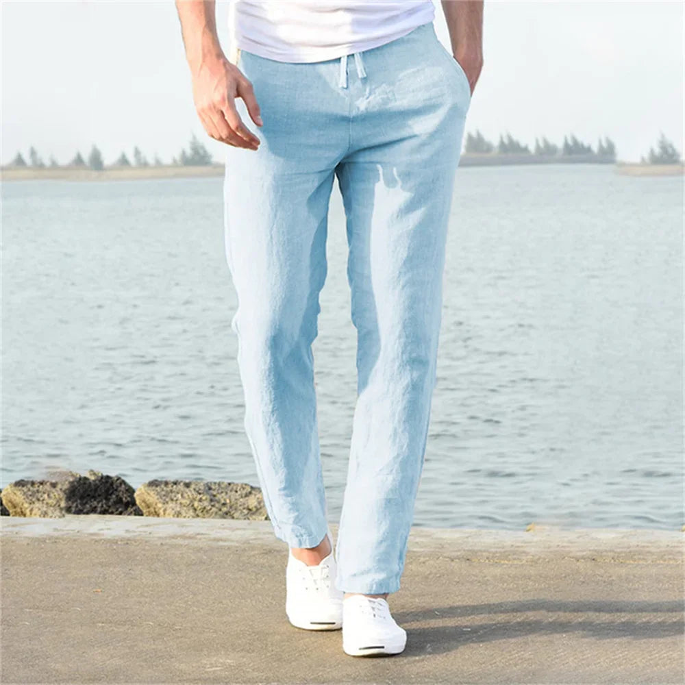 Men's Breathable Cotton Linen Blend Trousers