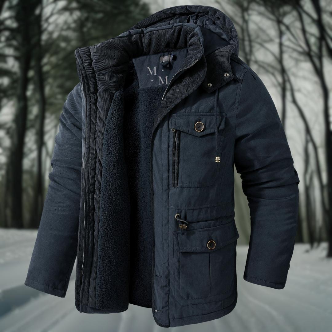 Men's Padded Winter Jacket with Adjustable Hood