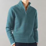 Men's Half Zip Ribbed Knit Sweater