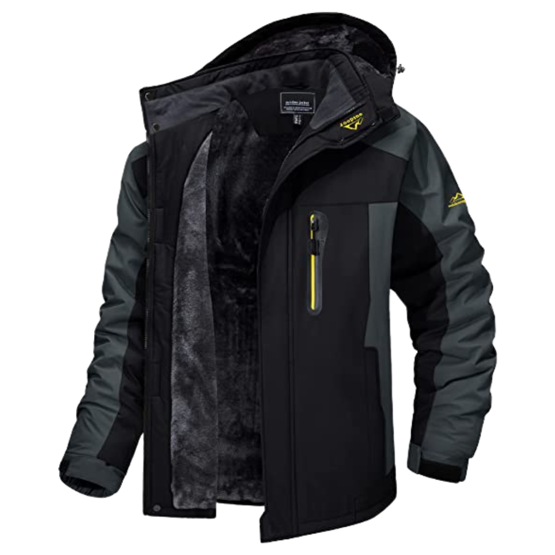 Men's Windproof Waterproof Fleece-Lined Winter Jacket
