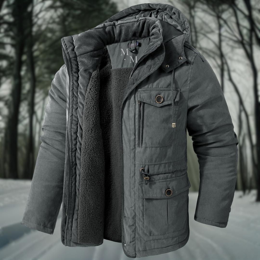 Men's Padded Winter Jacket with Adjustable Hood