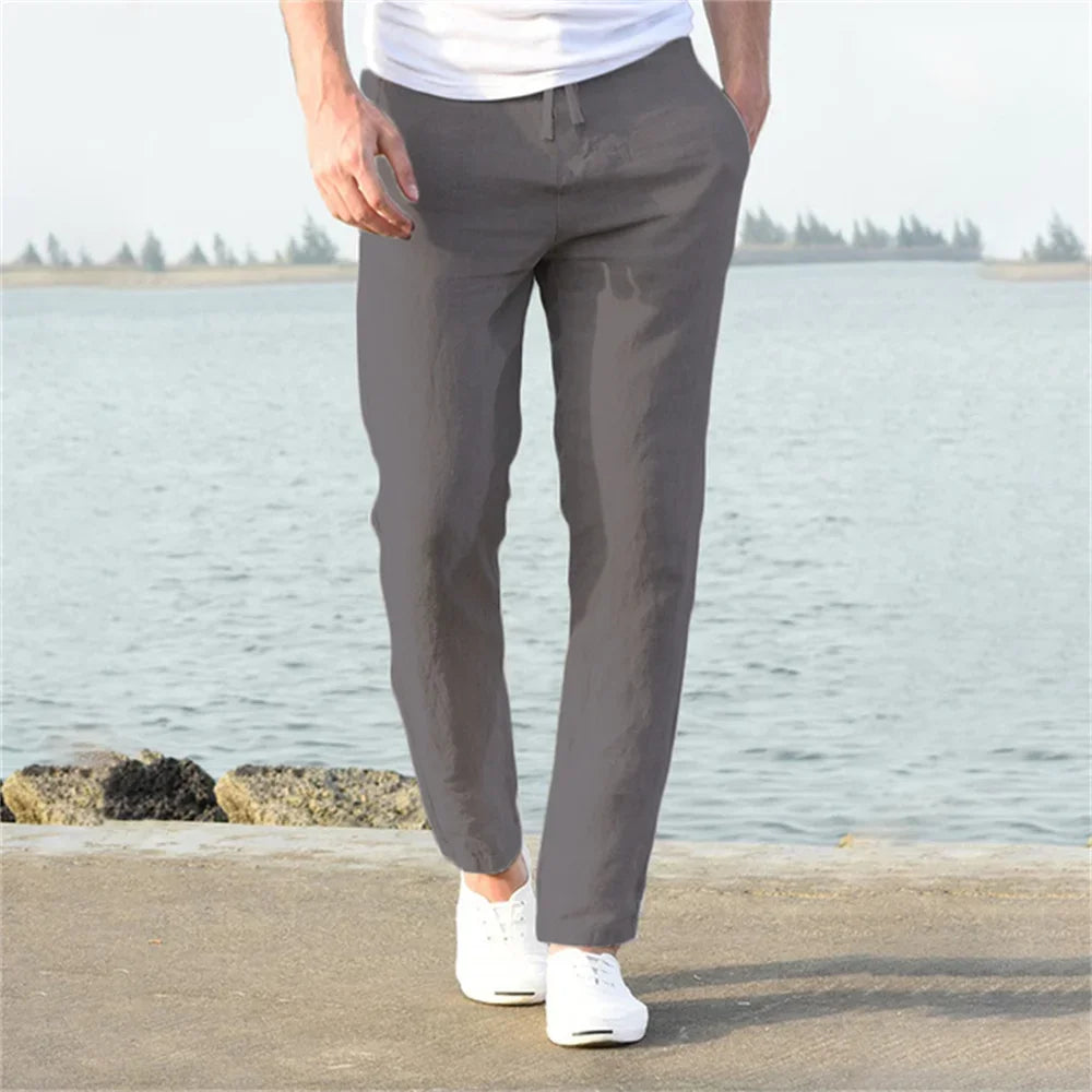 Men's Breathable Cotton Linen Blend Trousers