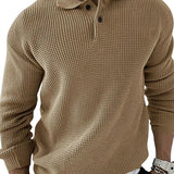 Men's Textured Knit Polo Sweater