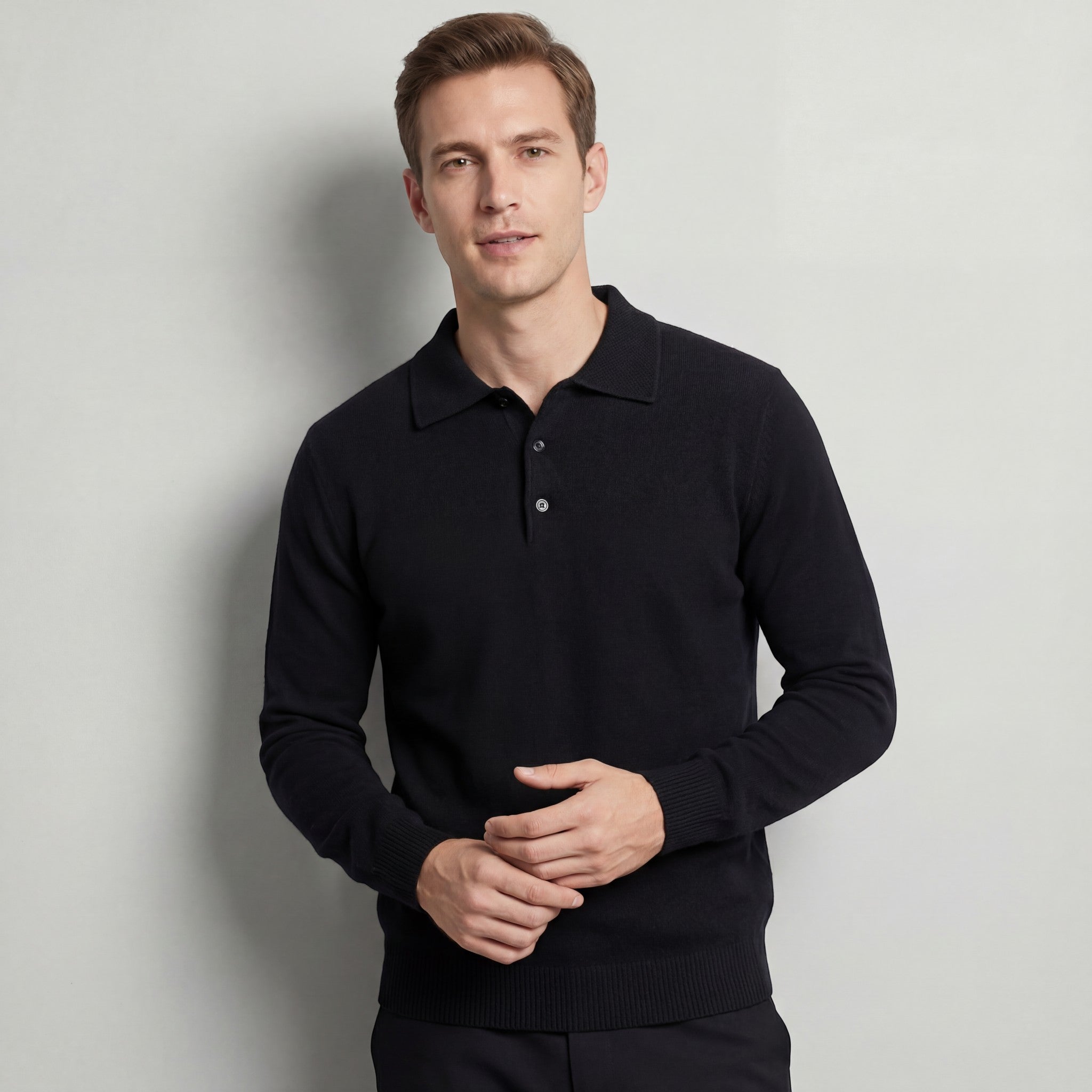 Men's Wool Knit Polo Sweater