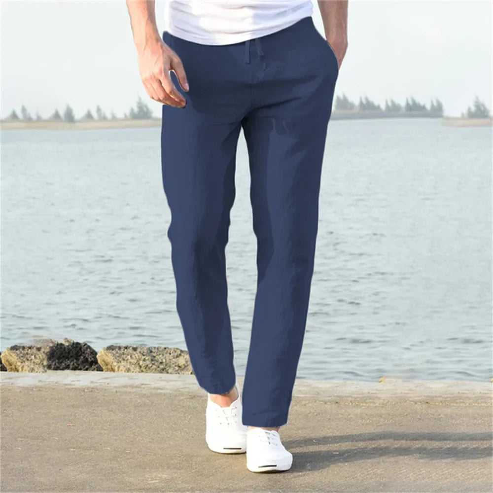 Men's Breathable Cotton Linen Blend Trousers