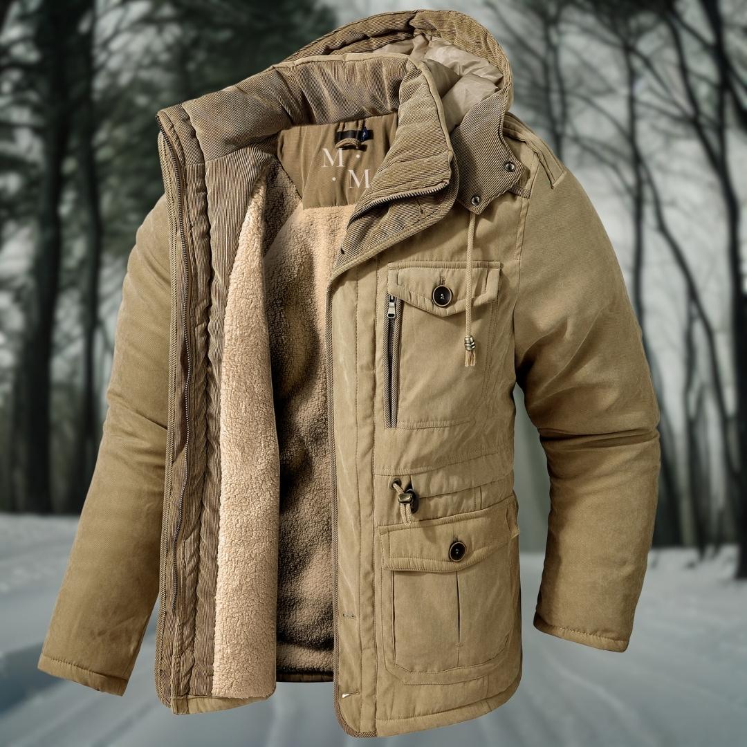 Men's Padded Winter Jacket with Adjustable Hood