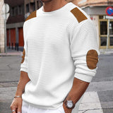 Men's Textured Patchwork Crew Neck Sweater