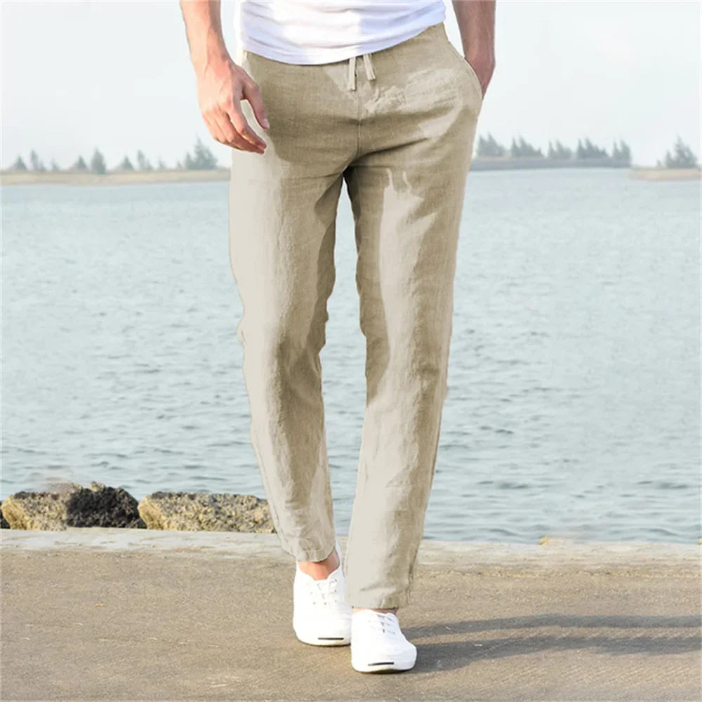 Men's Breathable Cotton Linen Blend Trousers