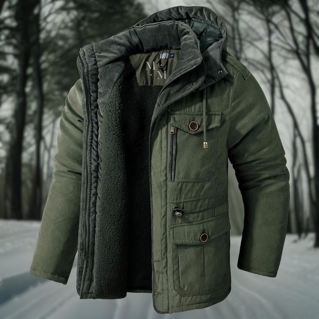 Men's Padded Winter Jacket with Adjustable Hood