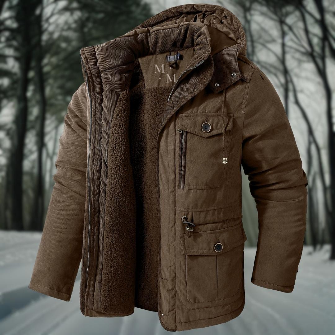 Men's Padded Winter Jacket with Adjustable Hood