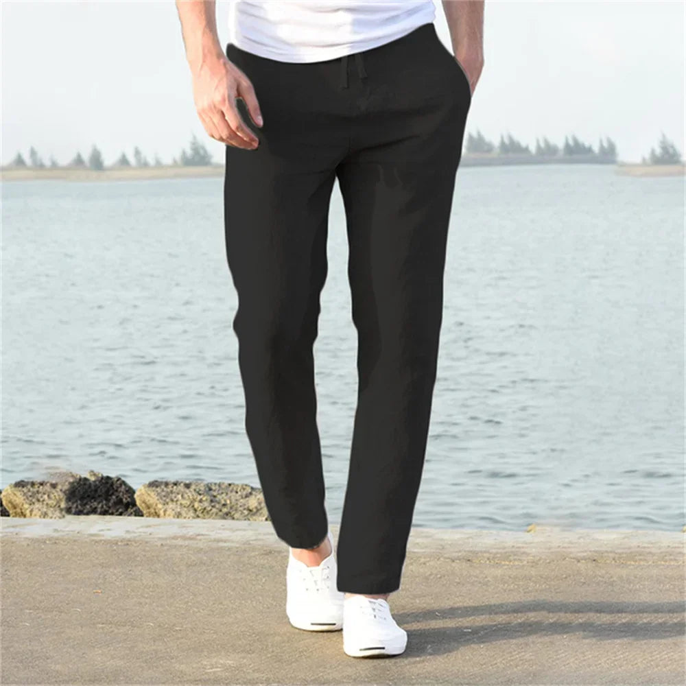 Men's Breathable Cotton Linen Blend Trousers