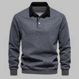 Men's Long Sleeve Knit Polo Sweater