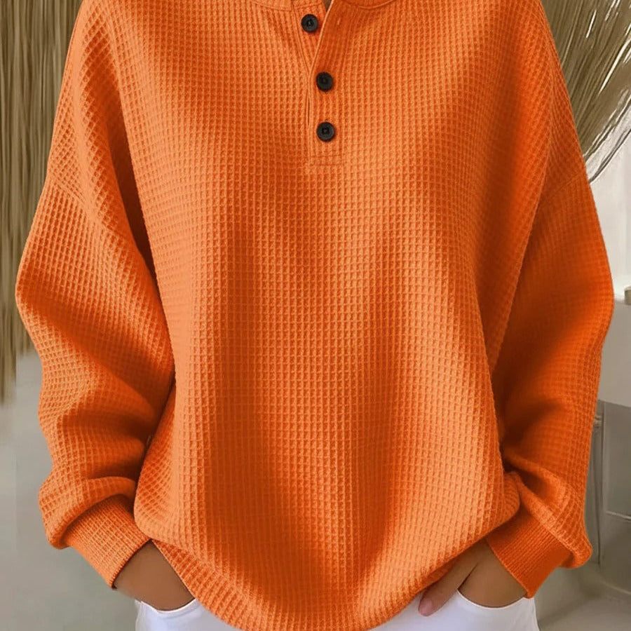 Colour Block Waffle Knit Crew Neck Sweater