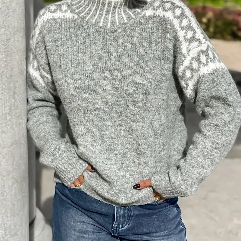 Colour Block Waffle Knit Crew Neck Sweater