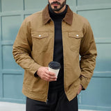 Men's Collared Utility Jacket with Roomy Pockets