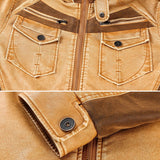 Men's Hooded Faux Leather Utility Jacket