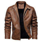 Men's Faux Leather Zip Front Jacket